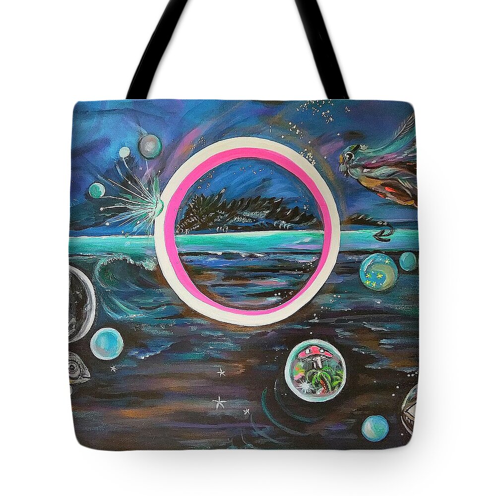 Surrealism Tote Bag featuring the painting On To Cutthroat Island by Tracy Mcdurmon