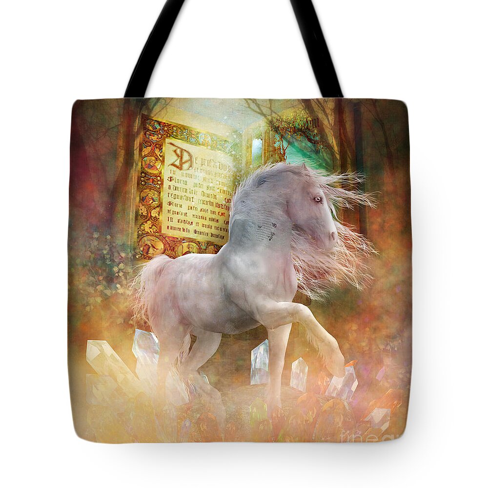 Unicorn Tote Bag featuring the digital art Once Upon a Time by Shanina Conway
