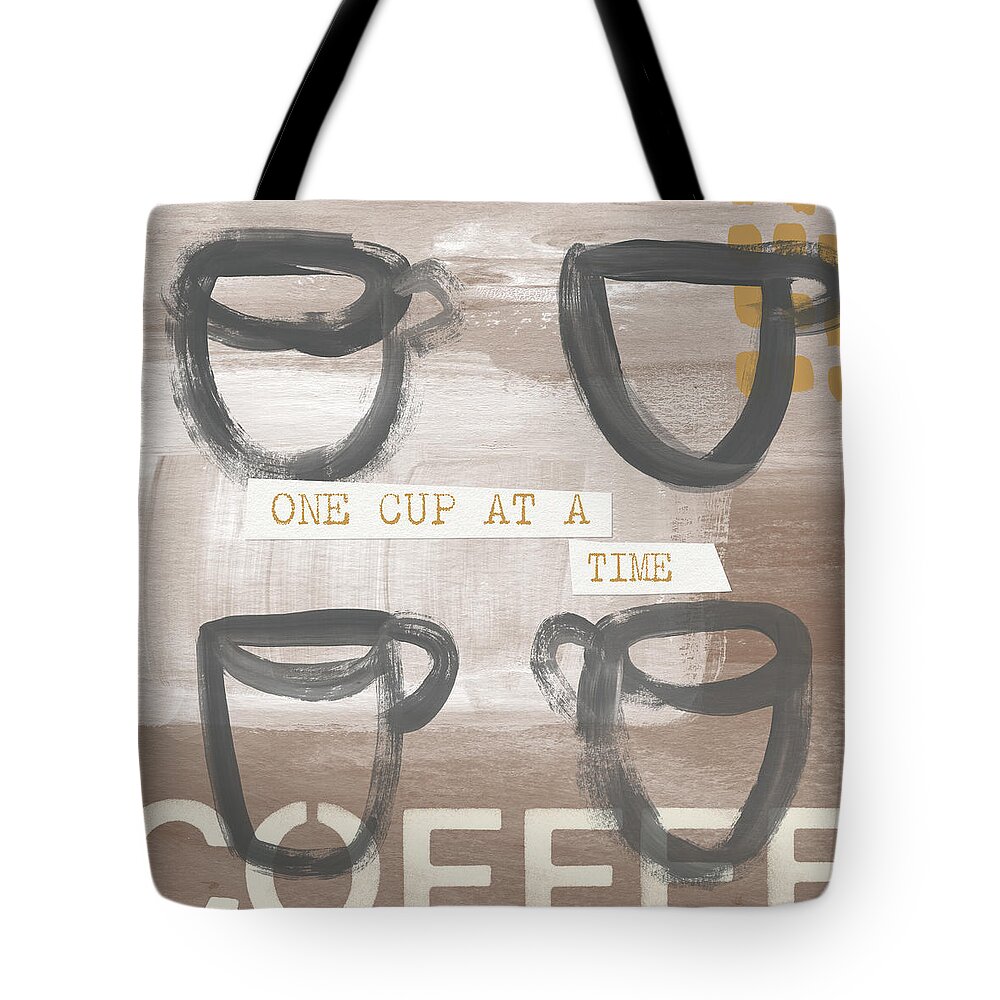Coffee Tote Bag featuring the painting One Cup At A Time- Art by Linda Woods by Linda Woods
