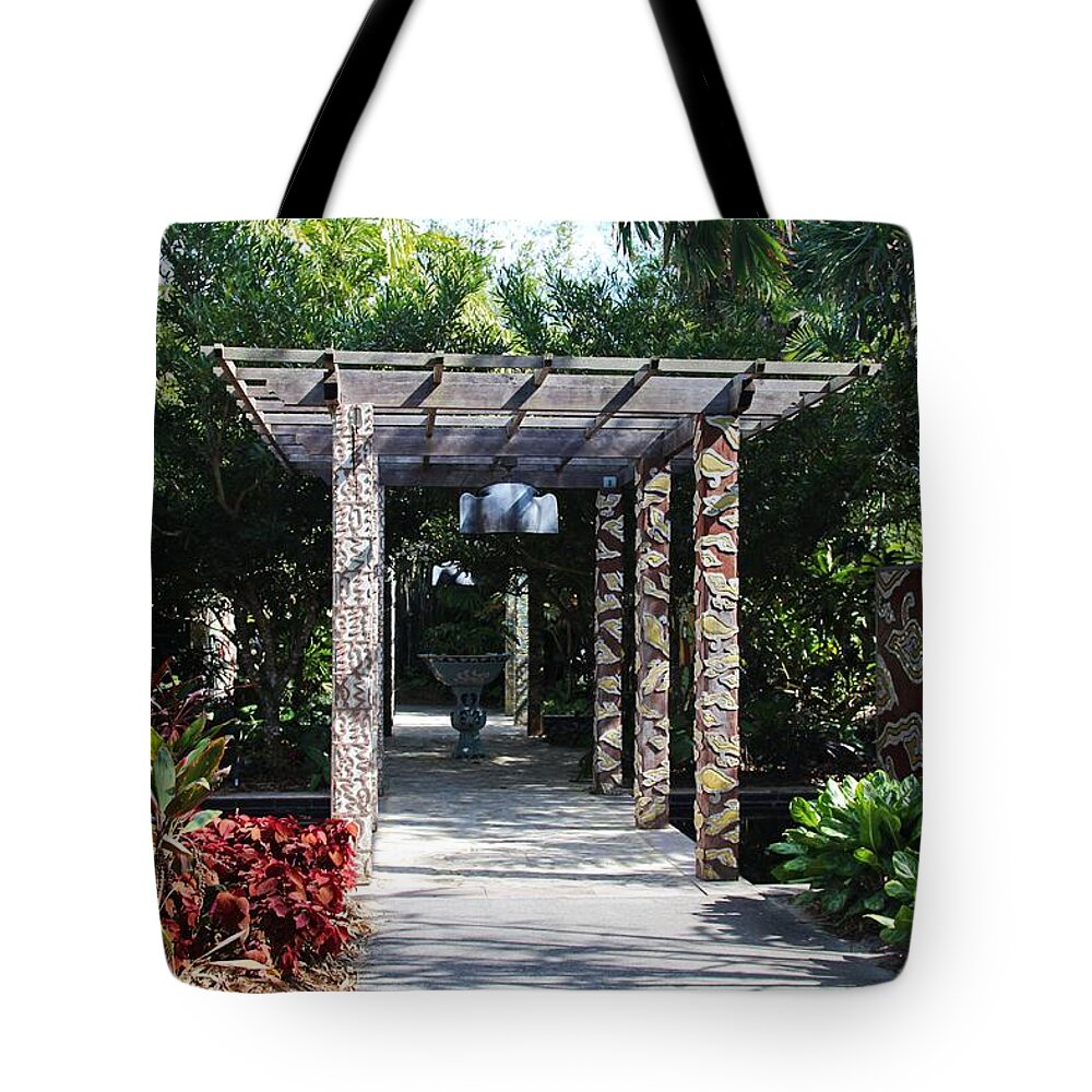 Pergola Tote Bag featuring the photograph One Long Embrace- horizontal by Michiale Schneider