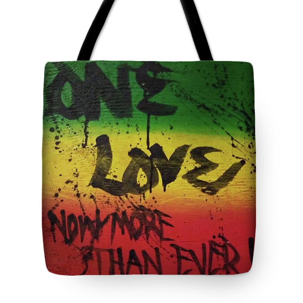 Jah Tote Bag featuring the mixed media One Love, Now More Than Ever By by Eyeon Energetic