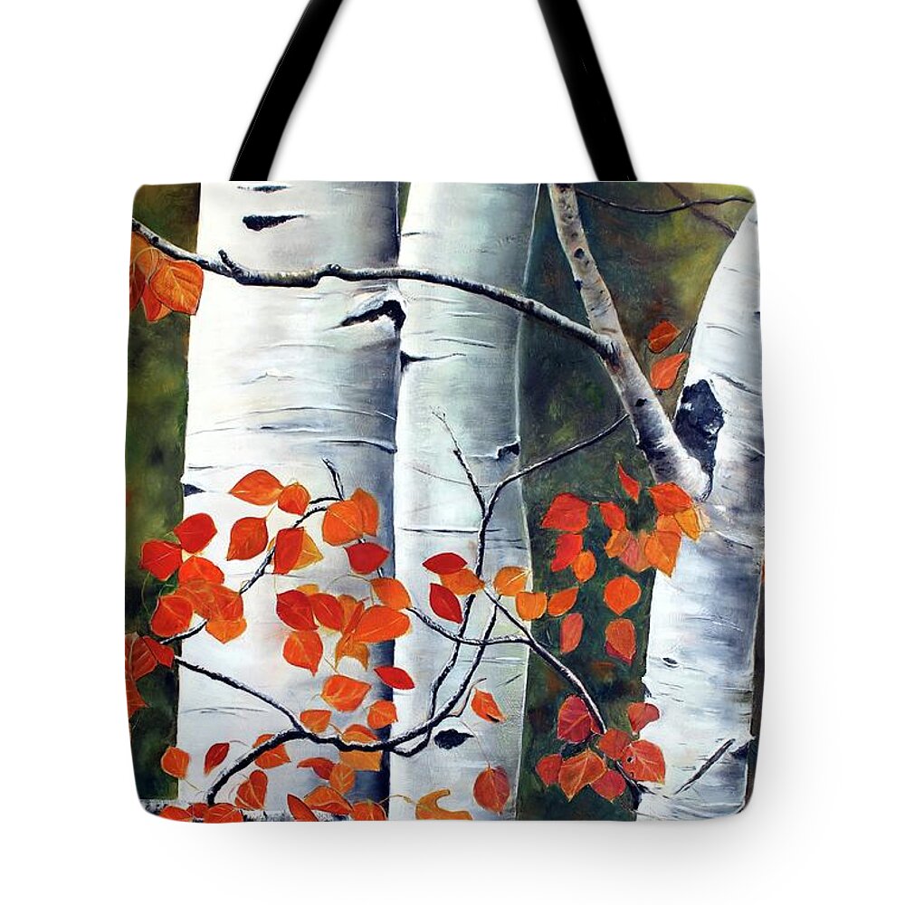 Aspen Tote Bag featuring the painting One Million Aspen leaves by AMD Dickinson