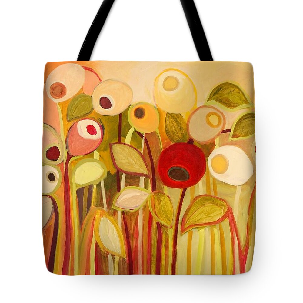 Floral Tote Bag featuring the painting One Red Posie by Jennifer Lommers