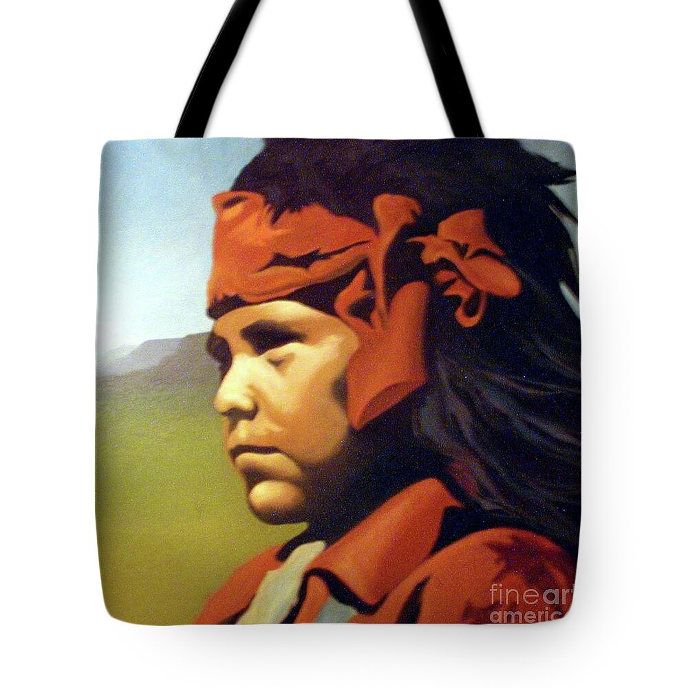Native American Tote Bag featuring the painting One Who Soars With The Hawk by Jessica Anne Thomas
