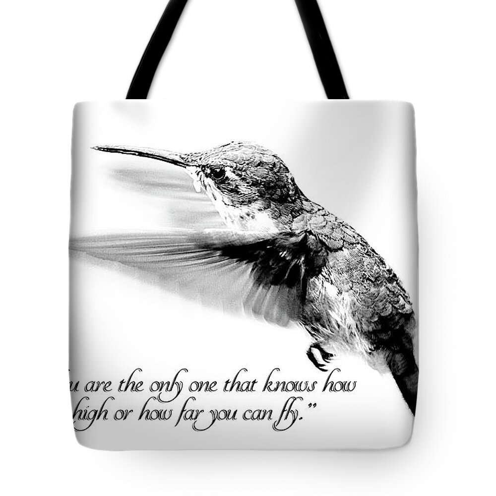 Black And White Hummingbird Image Tote Bag featuring the photograph Only You by Darren Fisher