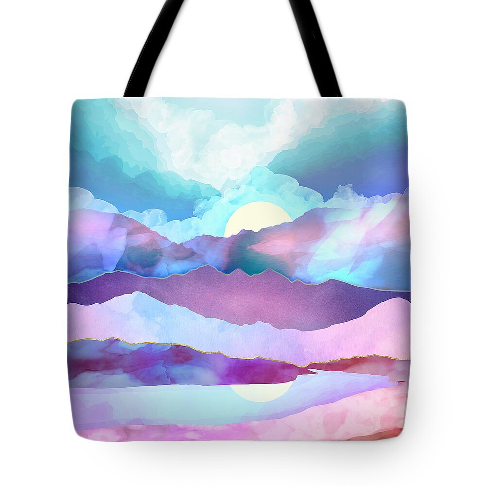 Opal Tote Bag featuring the digital art Opal Mountains by Spacefrog Designs