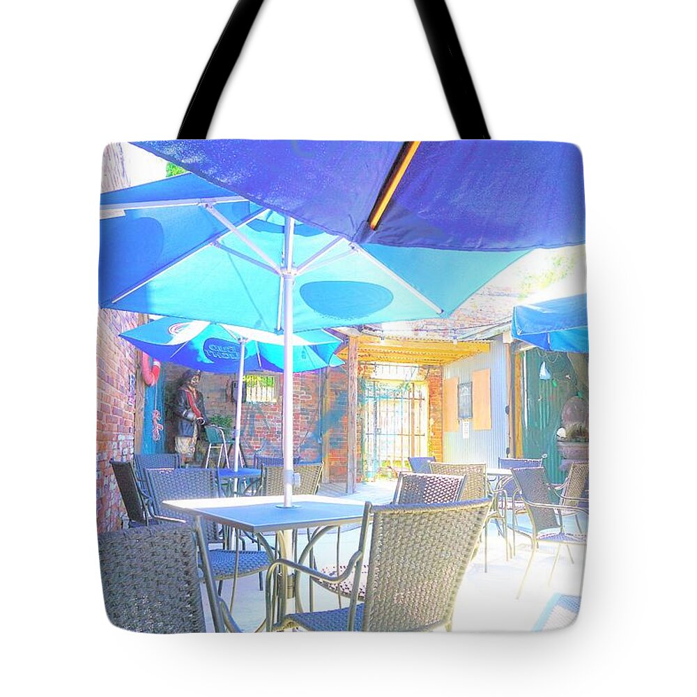 Restaurant Tote Bag featuring the photograph Open Air Eating by Merle Grenz