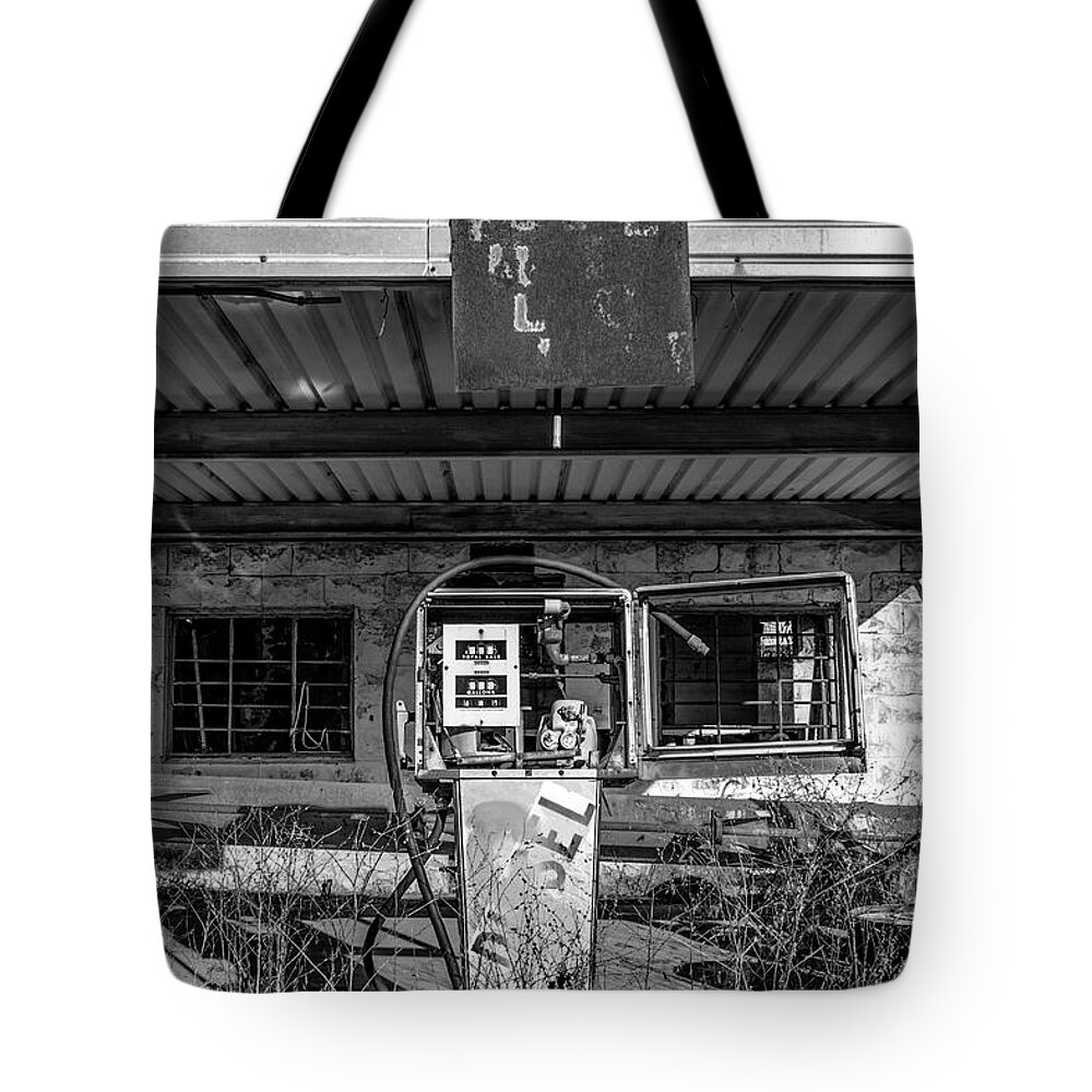 Black And White Tote Bag featuring the photograph Open for Business by Holly Ross