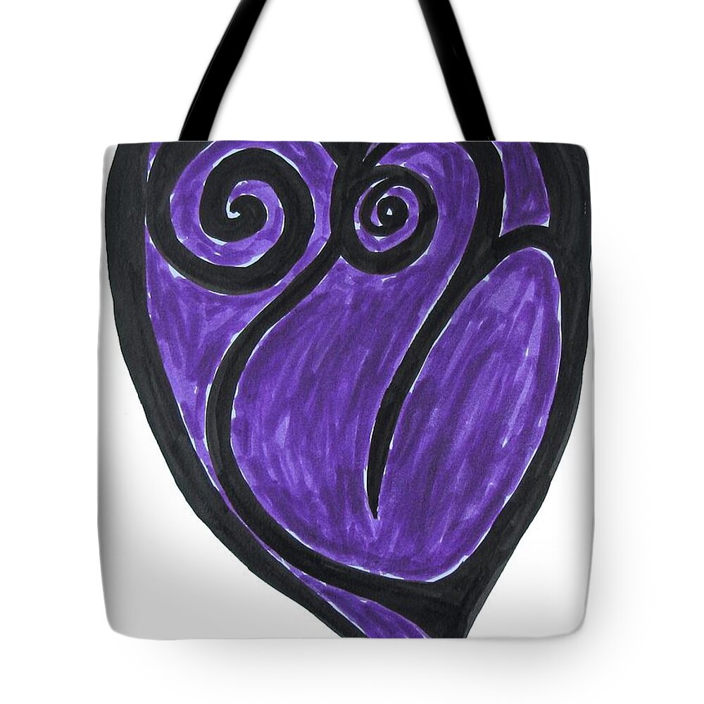 Purple Tote Bag featuring the drawing Open Heart Love by Mars Besso