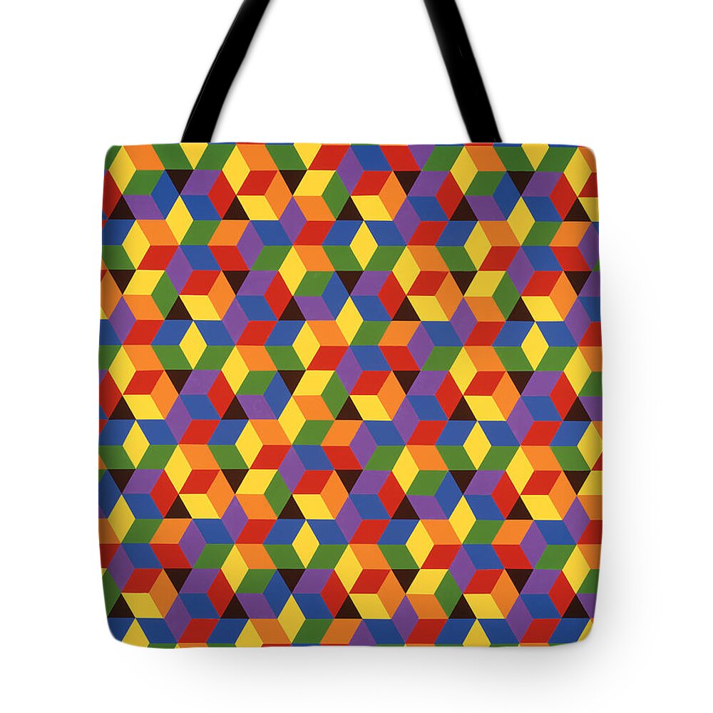 Abstract Tote Bag featuring the painting Open Hexagonal Lattice I by Janet Hansen