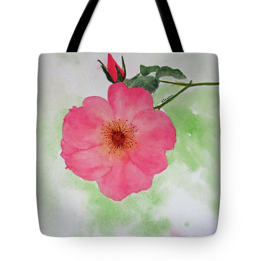Floral Tote Bag featuring the painting Open Rose by Elvira Ingram