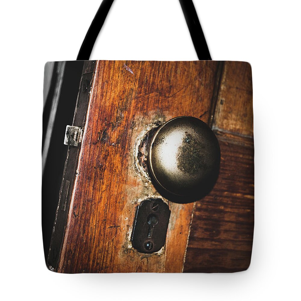 Door Tote Bag featuring the photograph Open to the past by Troy Stapek