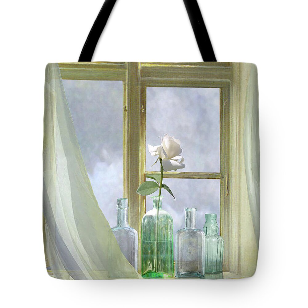 Curtains Tote Bag featuring the digital art Open Window by M Spadecaller