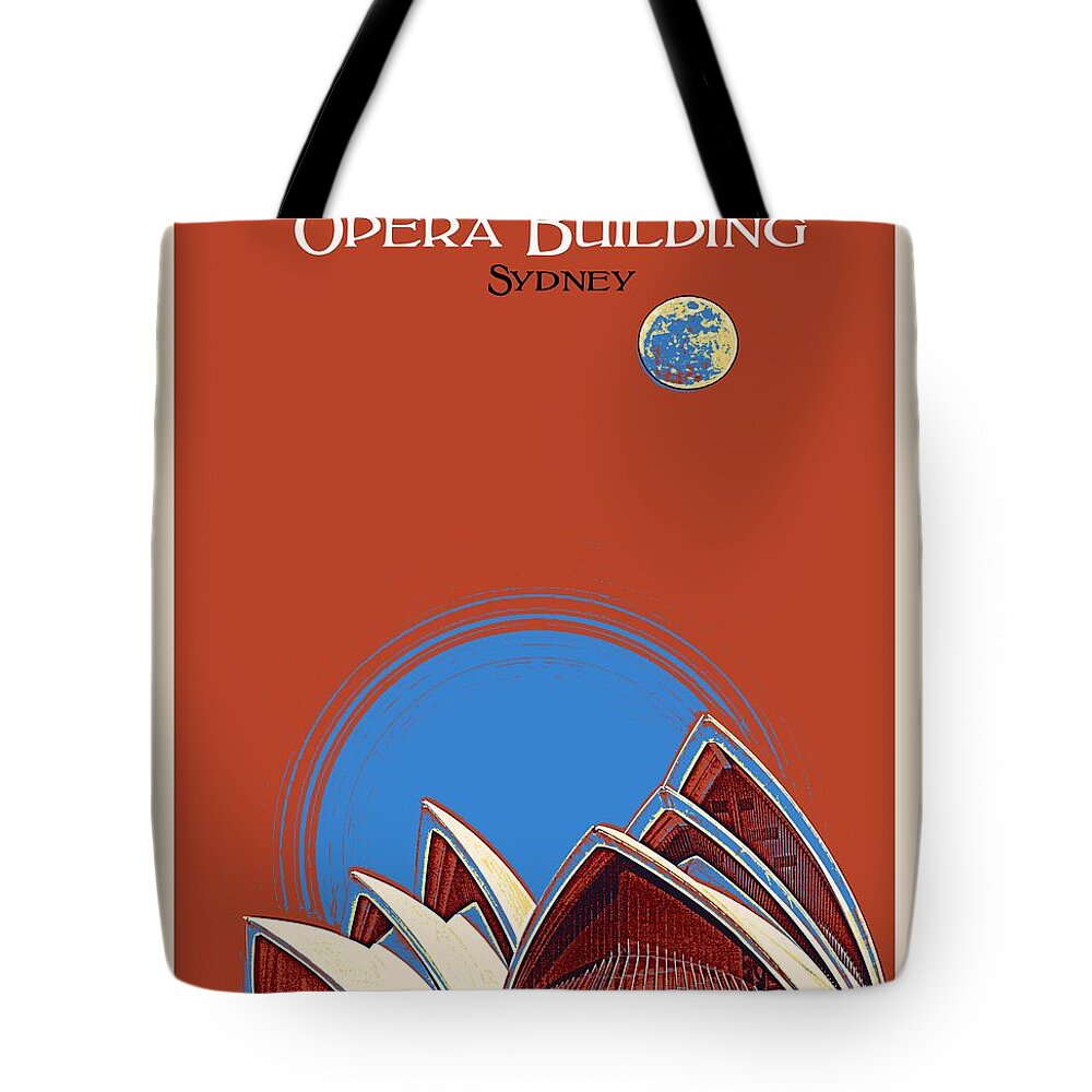 Nature Tote Bag featuring the painting Opera Building in Sydney Poster by Adam Asar 2 by Celestial Images