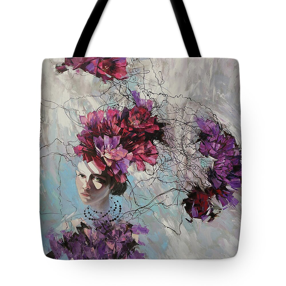 Girl Tote Bag featuring the painting Ophelia by Anastasija Kraineva