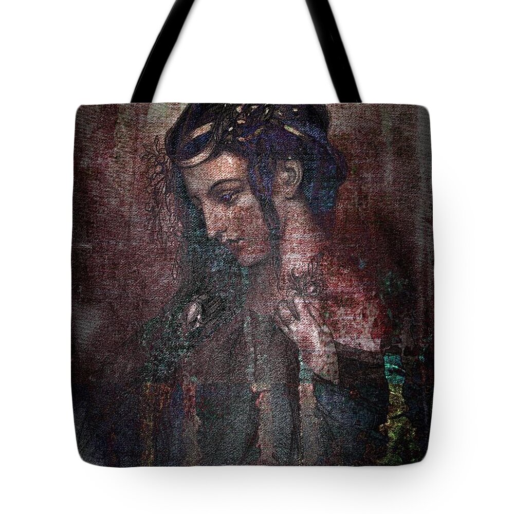 Ophelia Tote Bag featuring the digital art Ophelia by Mimulux Patricia No