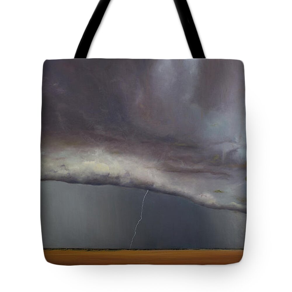 Derek Kaplan Art Tote Bag featuring the painting Opt.7.17 Storm by Derek Kaplan