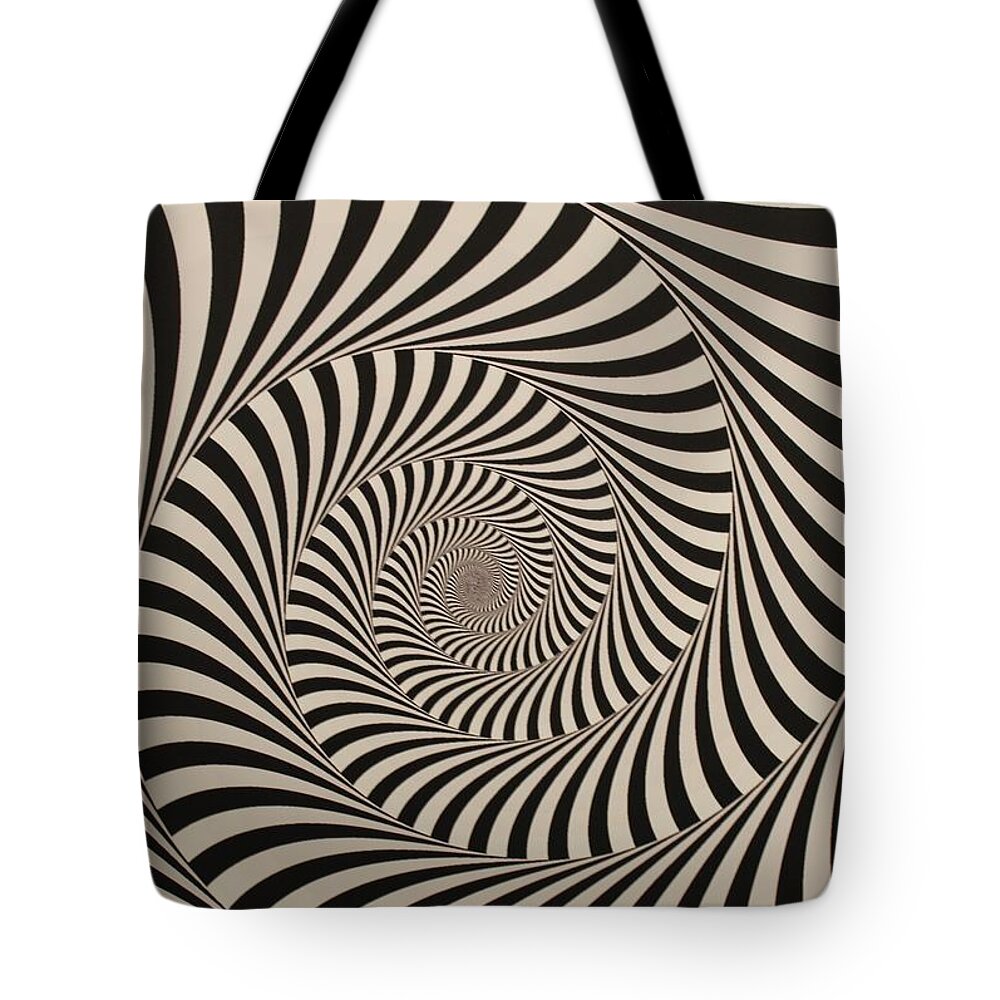 Optical Illusion Tote Bag featuring the digital art Optical Illusion Beige Swirl by Sumit Mehndiratta