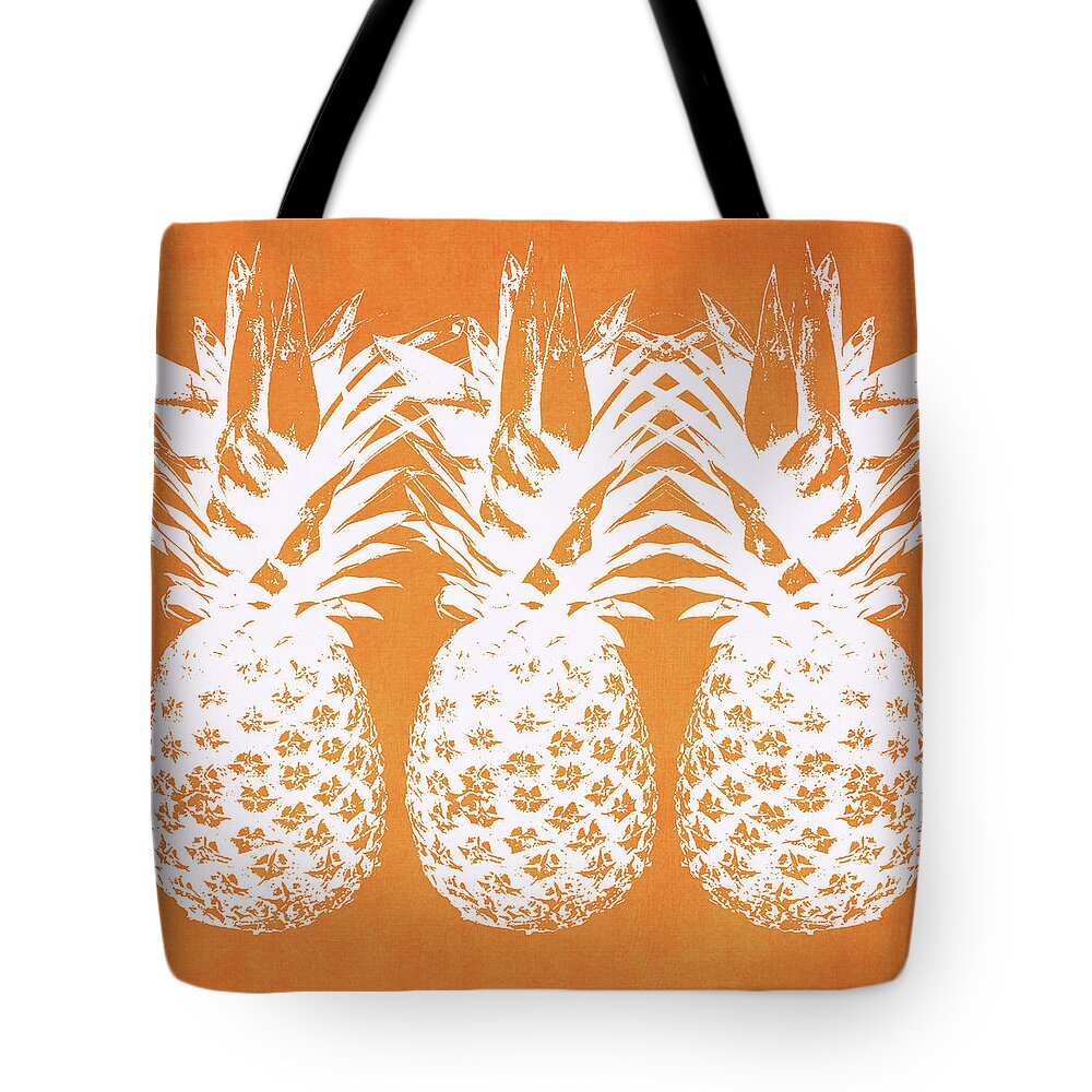 Pineapple Tote Bag featuring the painting Orange and White Pineapples- Art by Linda Woods by Linda Woods