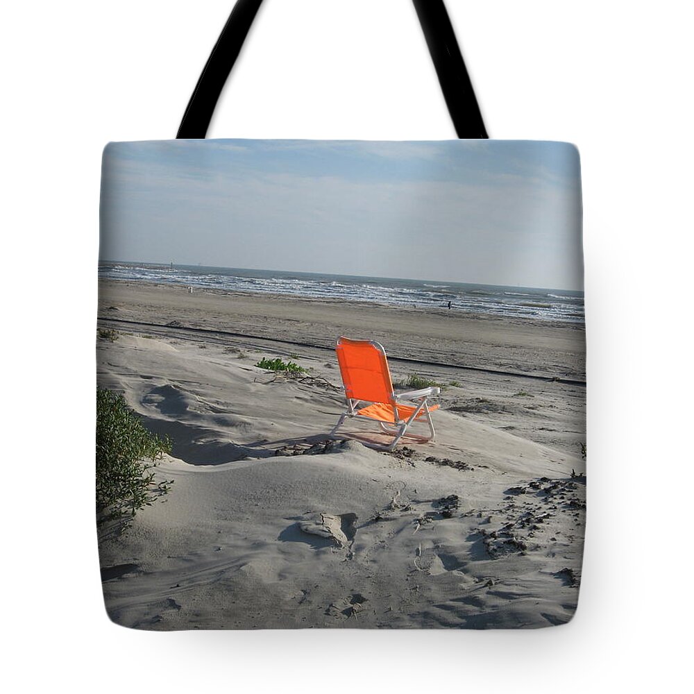 Beach Tote Bag featuring the photograph Orange Beach Chair by Judith Lauter