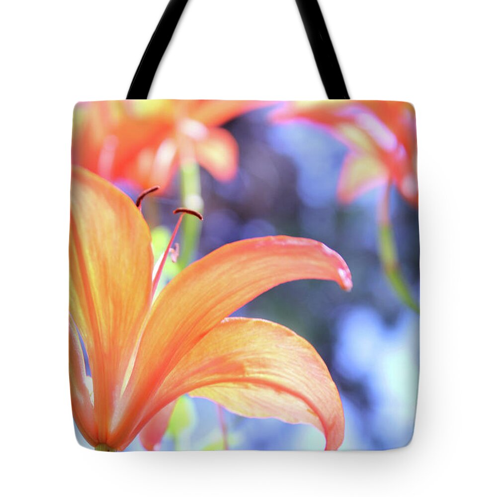 Flower Tote Bag featuring the photograph Orange Bloom Happiness by Becqi Sherman