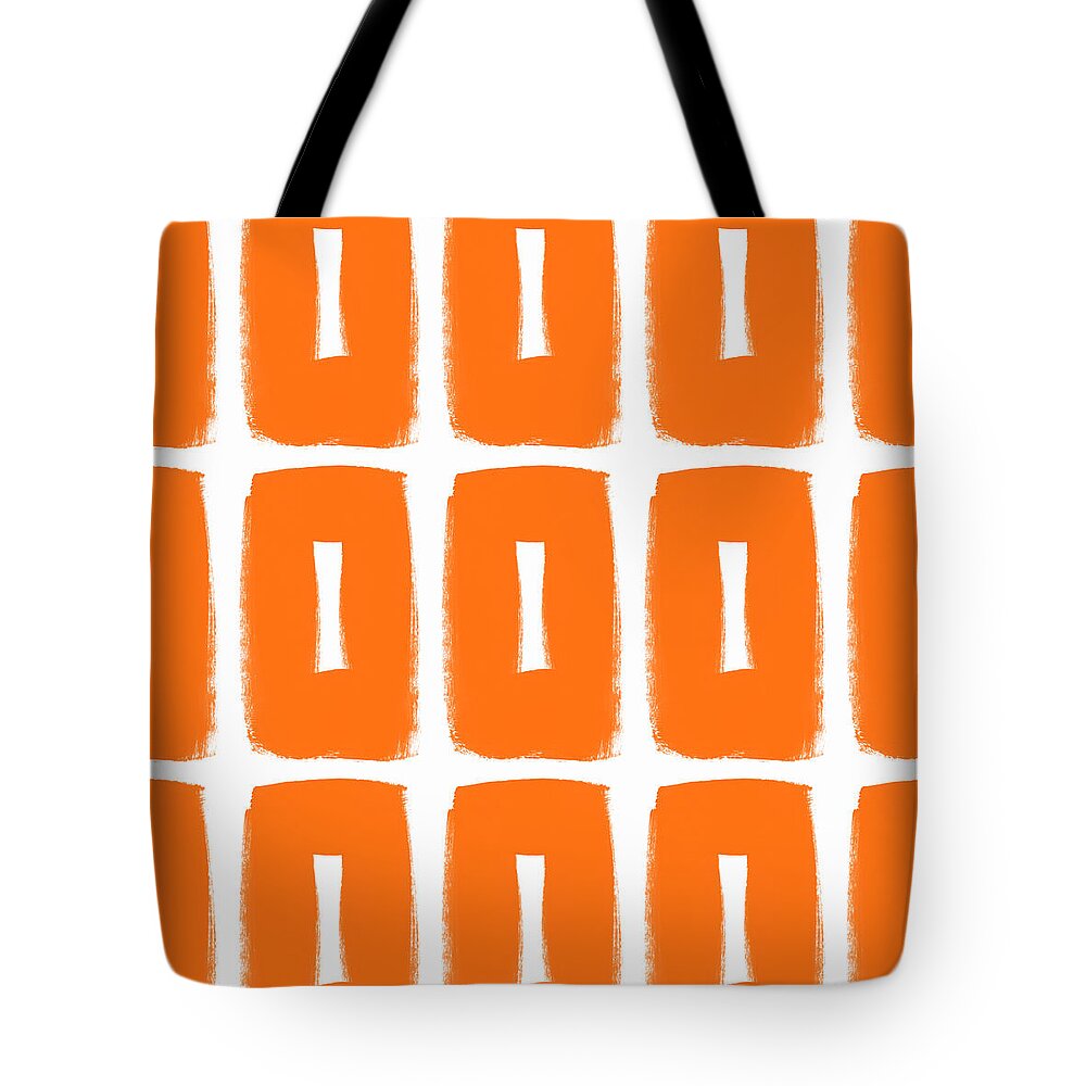 Orange Tote Bag featuring the mixed media Orange Boxes- Art by Linda Woods by Linda Woods
