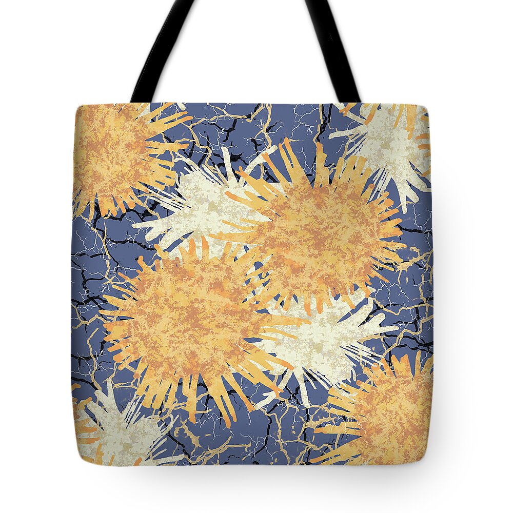 Orange Tote Bag featuring the digital art Orange Cobwebs Pattern by April Burton