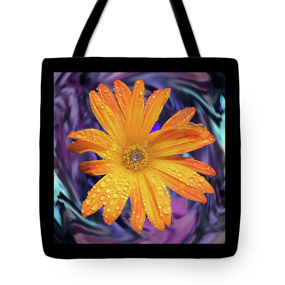 Daisy Tote Bag featuring the photograph Orange Daisy Swirl by Alison Stein