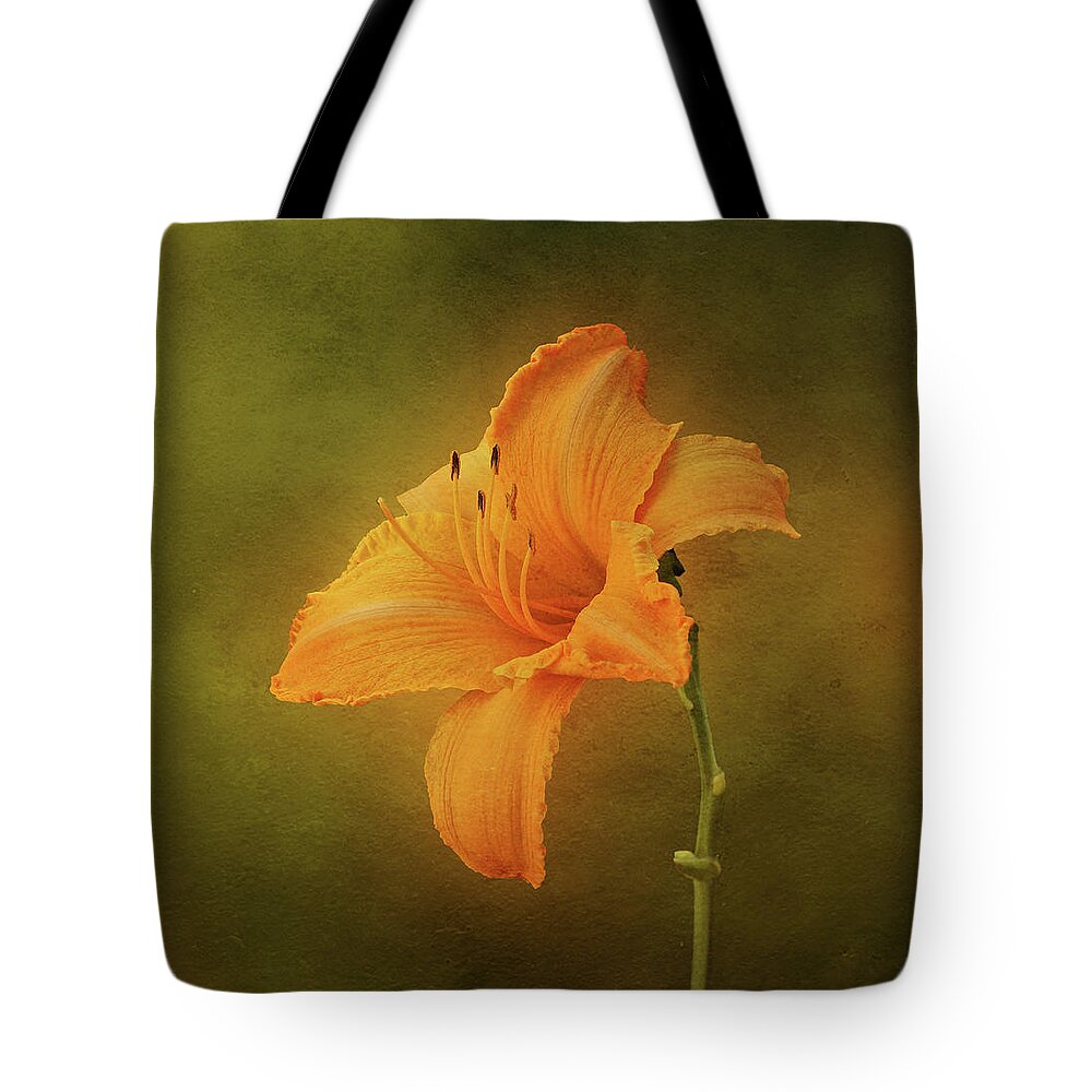 Daylily Tote Bag featuring the photograph Orange Daylily by Sandy Keeton
