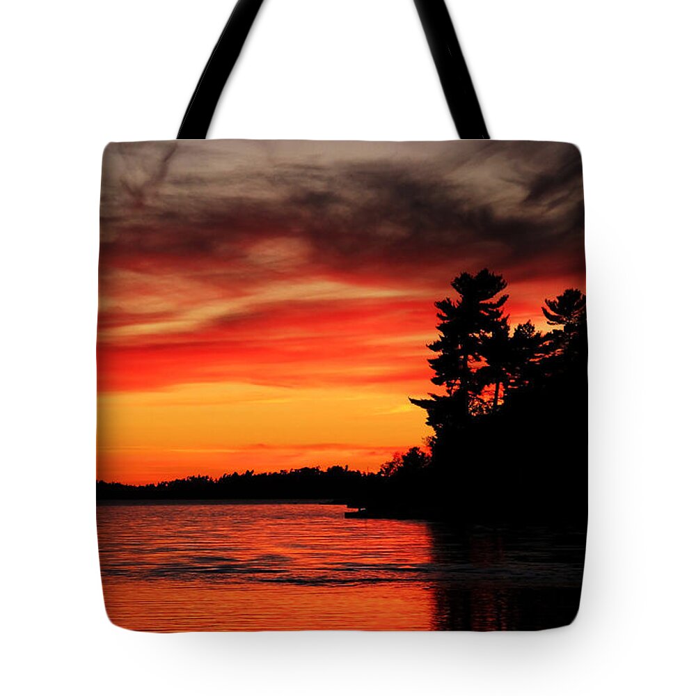 Moonlight Bay Tote Bag featuring the photograph Orange Glow At Sunset by Debbie Oppermann