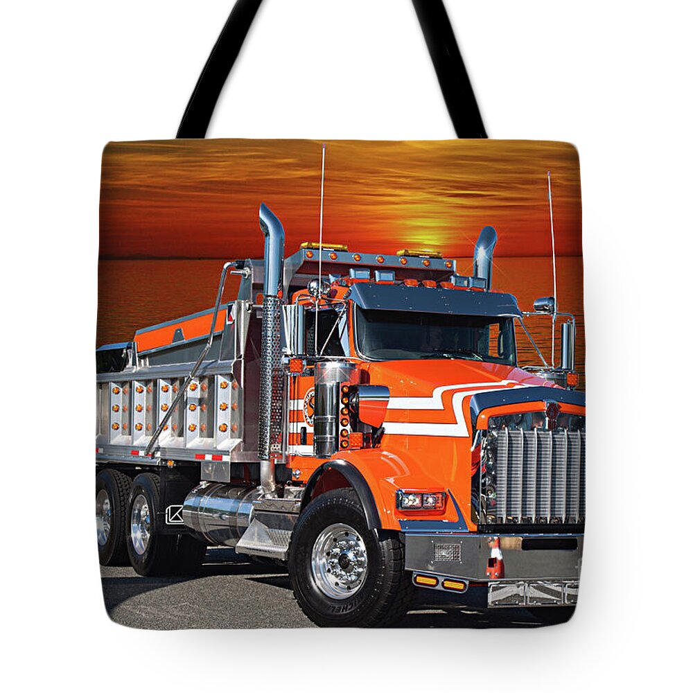 Kenworth Tote Bag featuring the photograph Orange Kenworth Dump Truck by Randy Harris