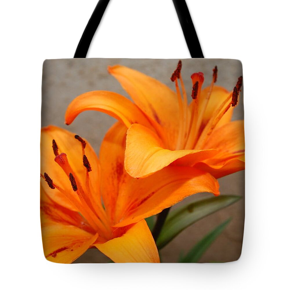 Flower Tote Bag featuring the photograph Orange Lilies 2 by Amy Fose