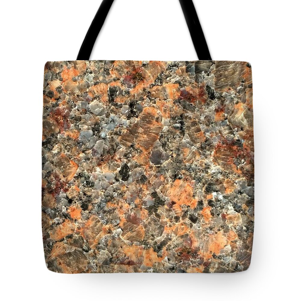 Phorograph Tote Bag featuring the photograph Orange Polished Granite Stone by Delynn Addams