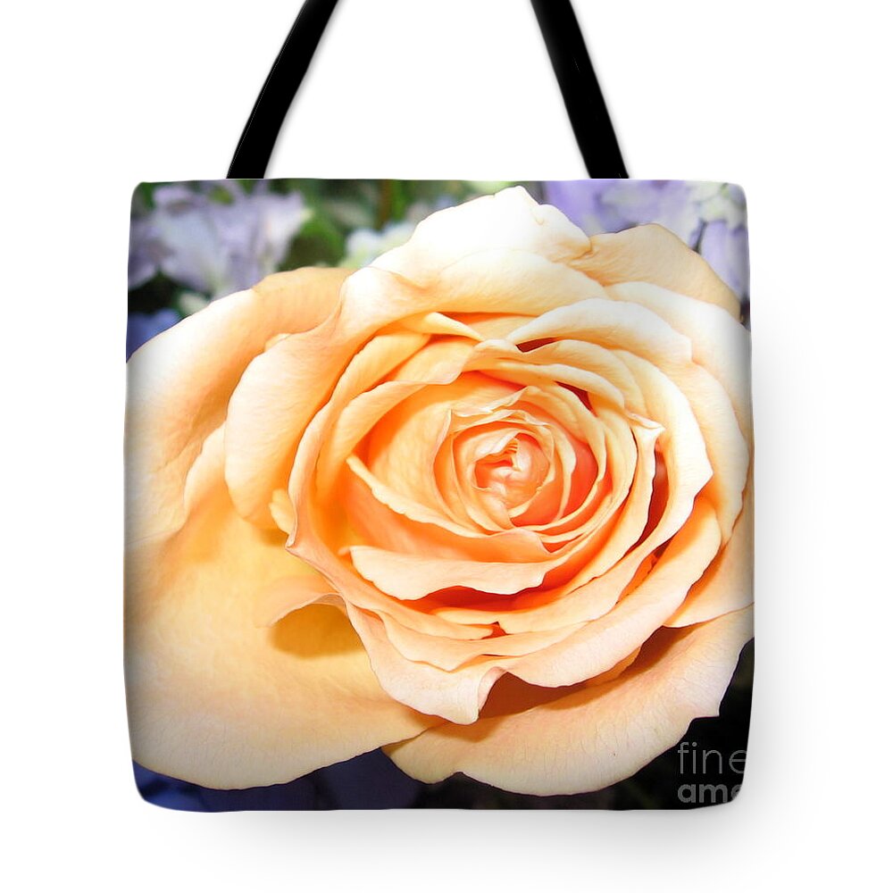 Orange Peach Colored Rose Tote Bag featuring the photograph Orange Peach Colored Rose by Rose Santuci-Sofranko
