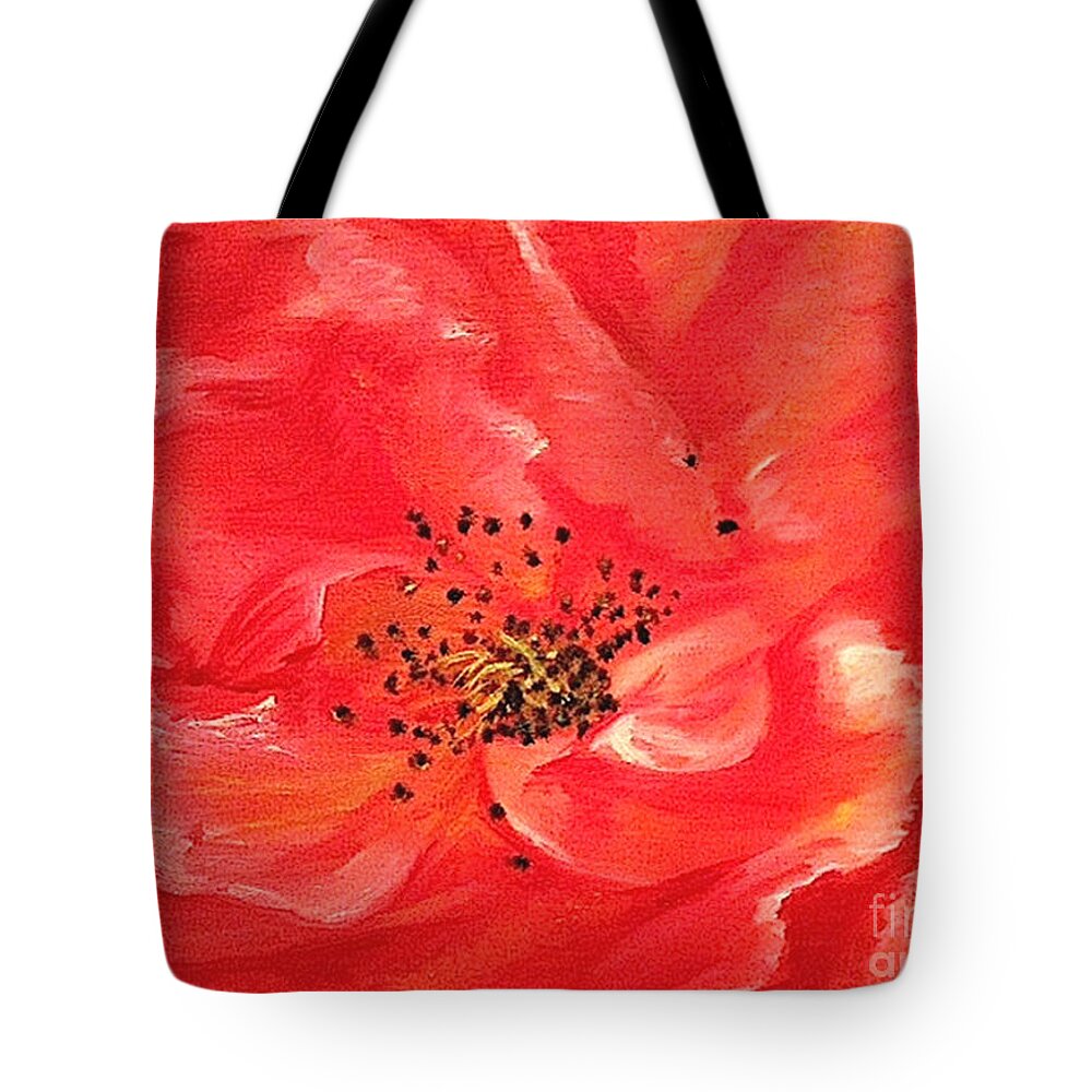 Rose Tote Bag featuring the painting Orange Rose by Sheron Petrie