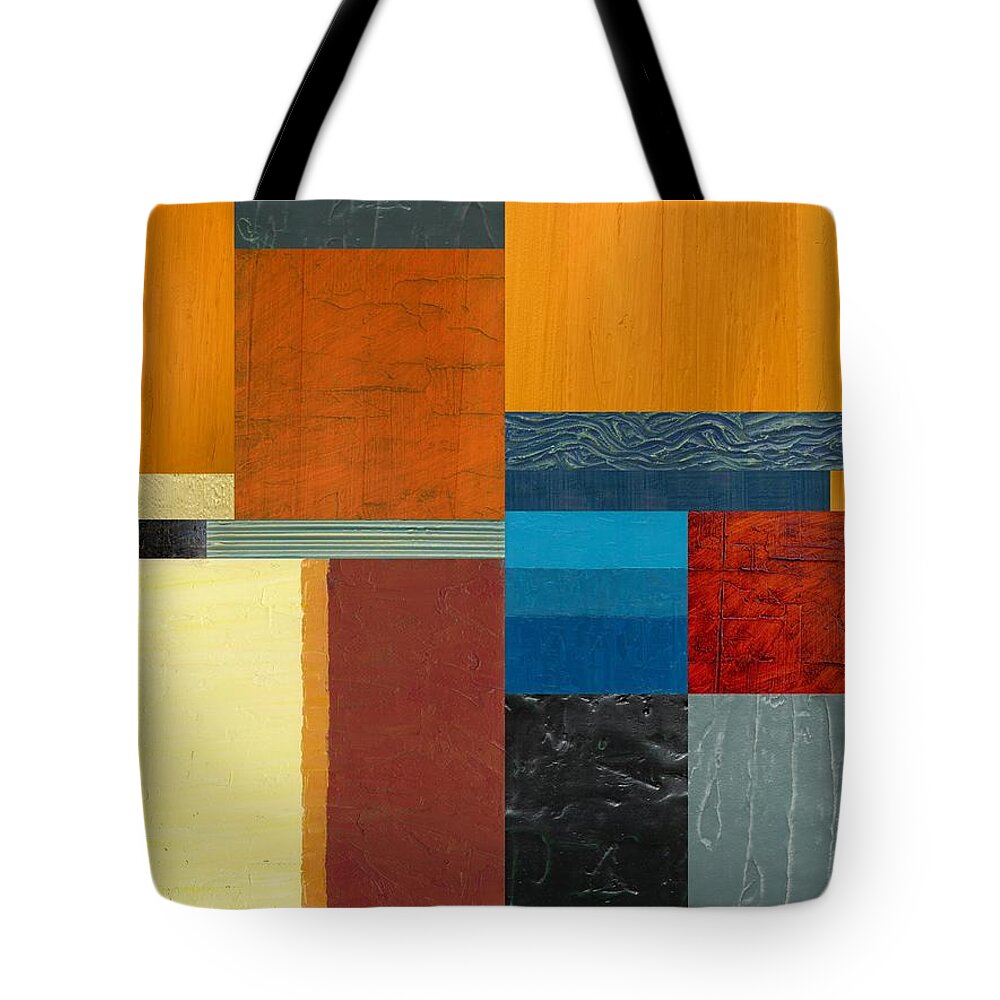 Multicolored Tote Bag featuring the painting Orange Study with Compliments 3.0 by Michelle Calkins