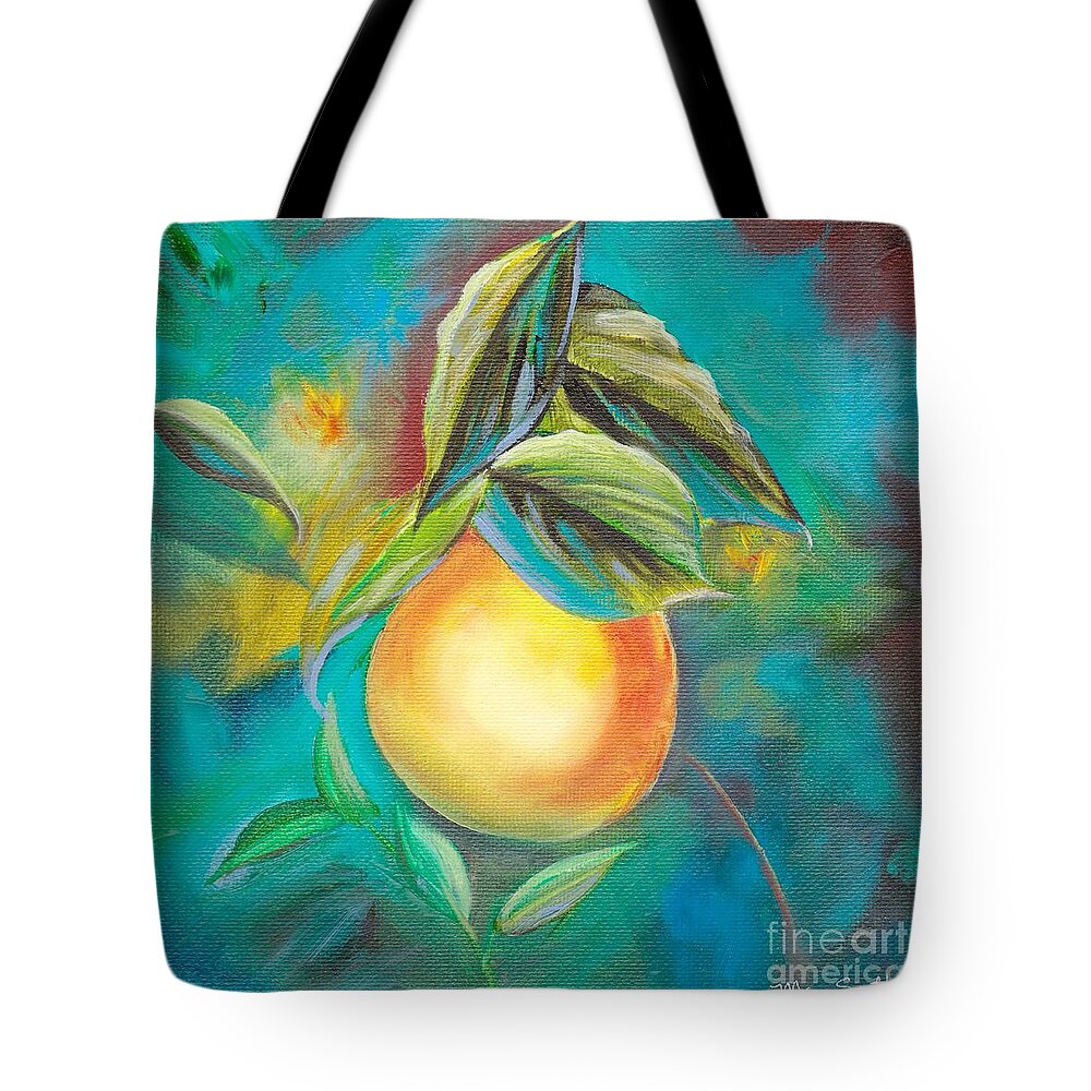 Orange Tote Bag featuring the painting Orange Tree by Mary Scott