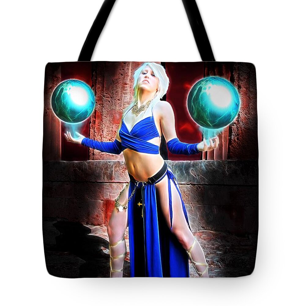 Fantasy Tote Bag featuring the painting Orbs Of Power by Jon Volden