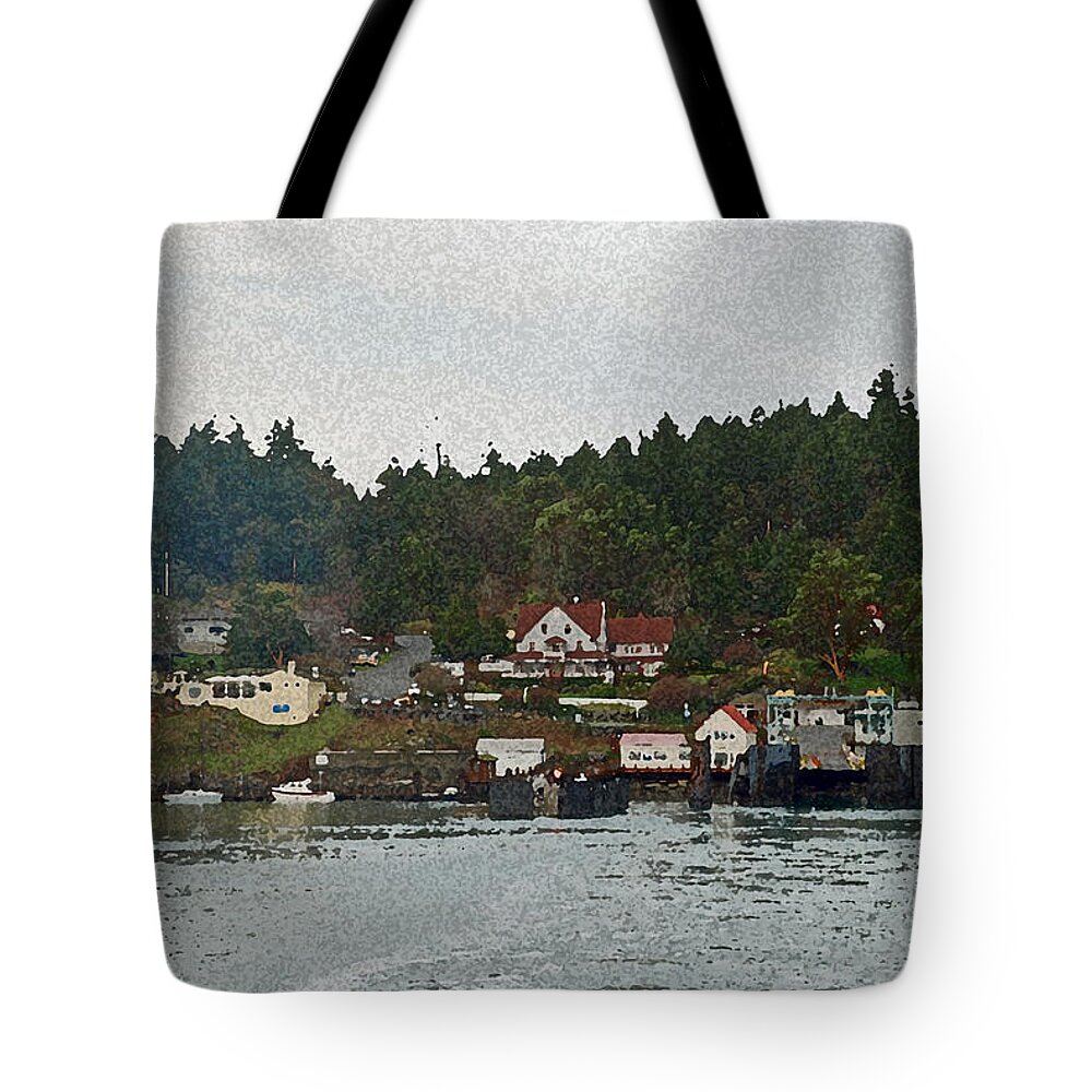 Orcas Tote Bag featuring the photograph Orcas Island Dock Digital by Carol Eliassen
