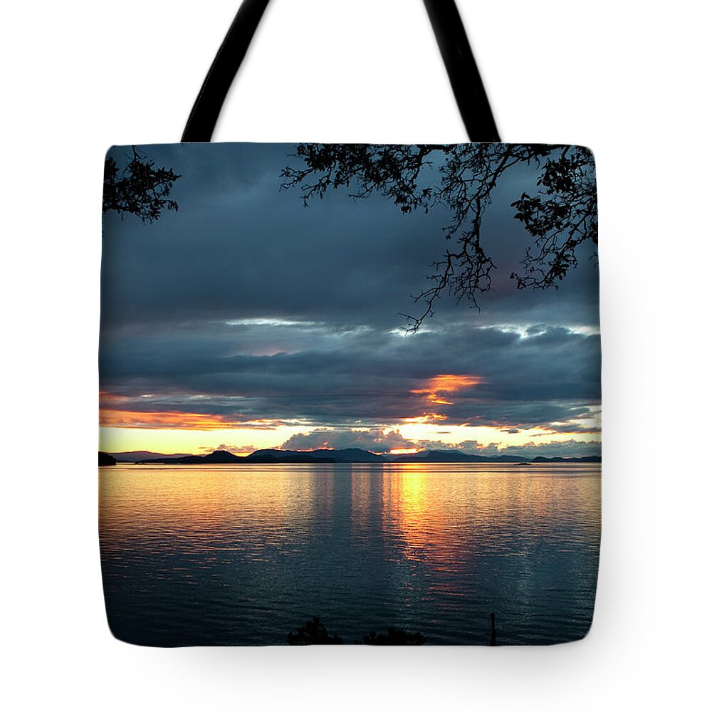 Sunset Tote Bag featuring the photograph Orcas Island Sunset by Lorraine Devon Wilke