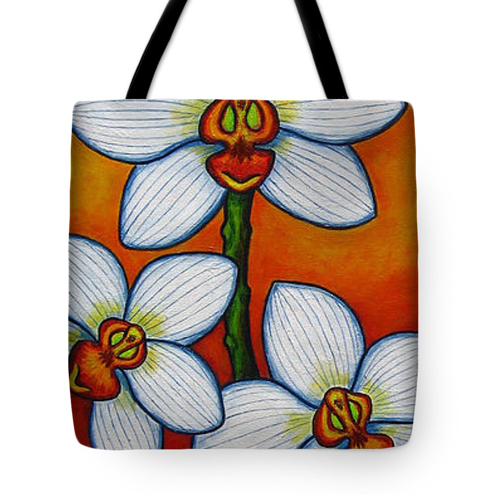 Orchids Tote Bag featuring the painting Orchid Oasis by Lisa Lorenz
