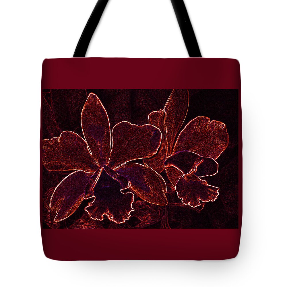 Orchids Tote Bag featuring the digital art Orchids - For Pele by Kerri Ligatich
