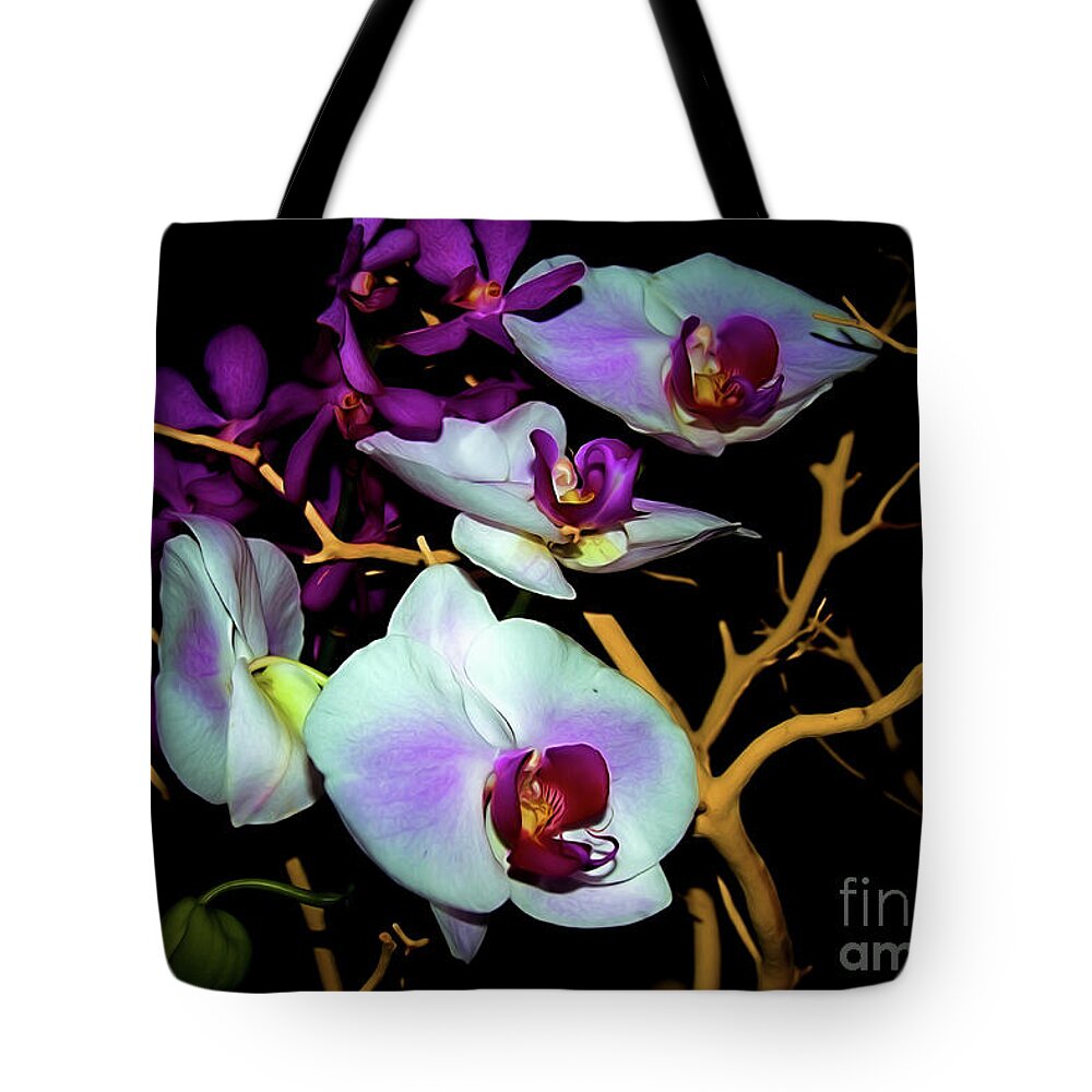 Floral Photography Tote Bag featuring the photograph Orchids in Water Color by Diana Mary Sharpton