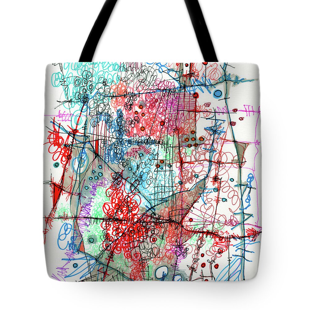 Squiggly Lines Tote Bag featuring the drawing Organized Chaos by Sandra Church