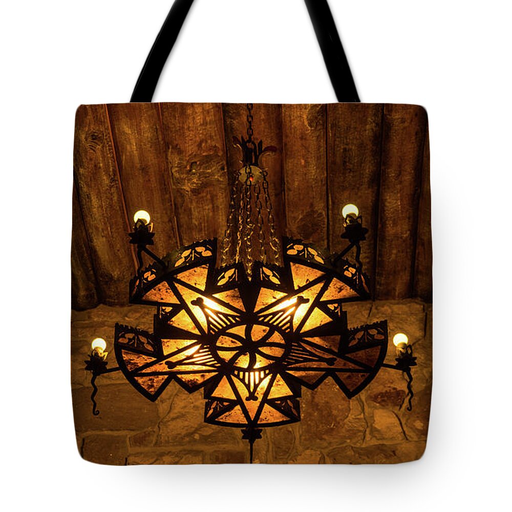 Arizona Tote Bag featuring the photograph Ornate Chandelier North Rim Grand Canyon Arizona by Lawrence S Richardson Jr