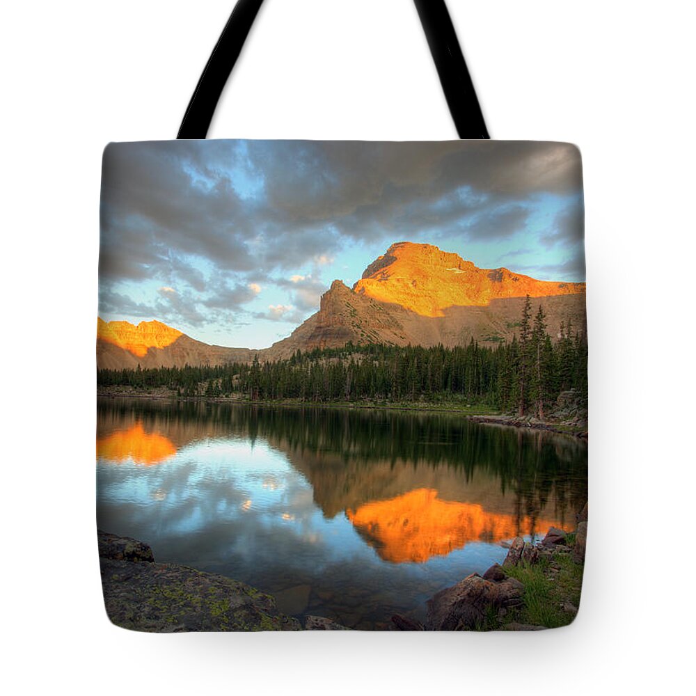 Landscape Tote Bag featuring the photograph Ostler Lake and Peak by Brett Pelletier