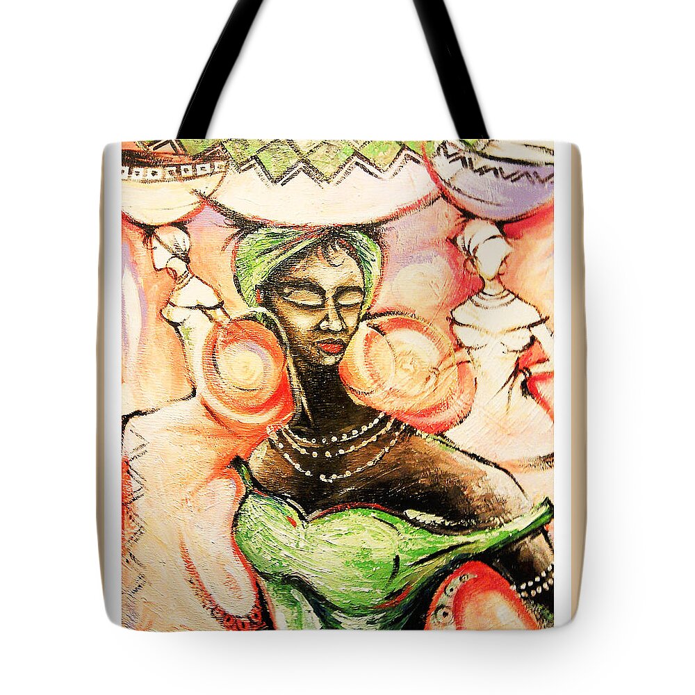Nii Hylton Tote Bag featuring the painting Osu Traders by Nii Hylton