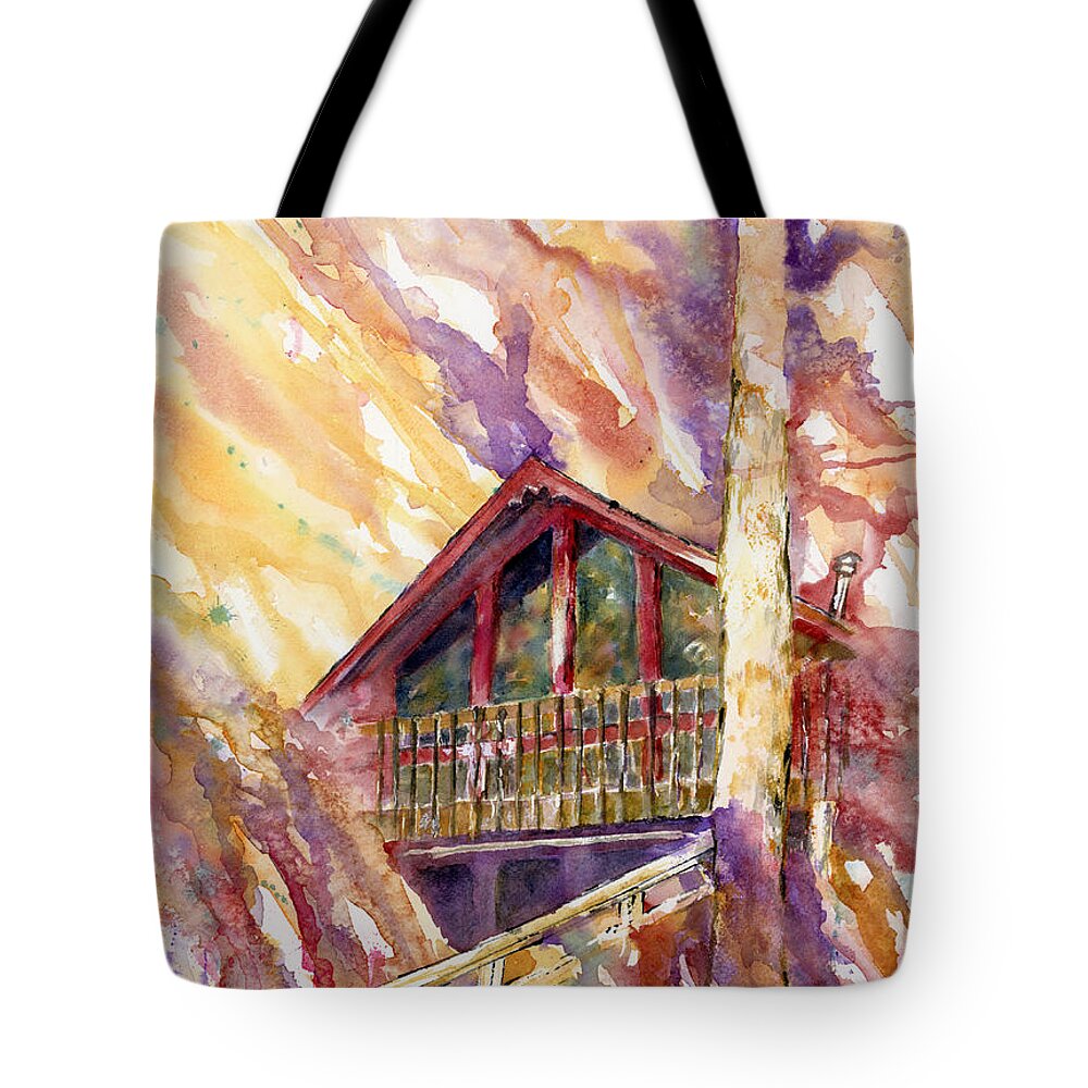 Adirondack Tote Bag featuring the painting Our Adirondack Camp by Wendy Keeney-Kennicutt