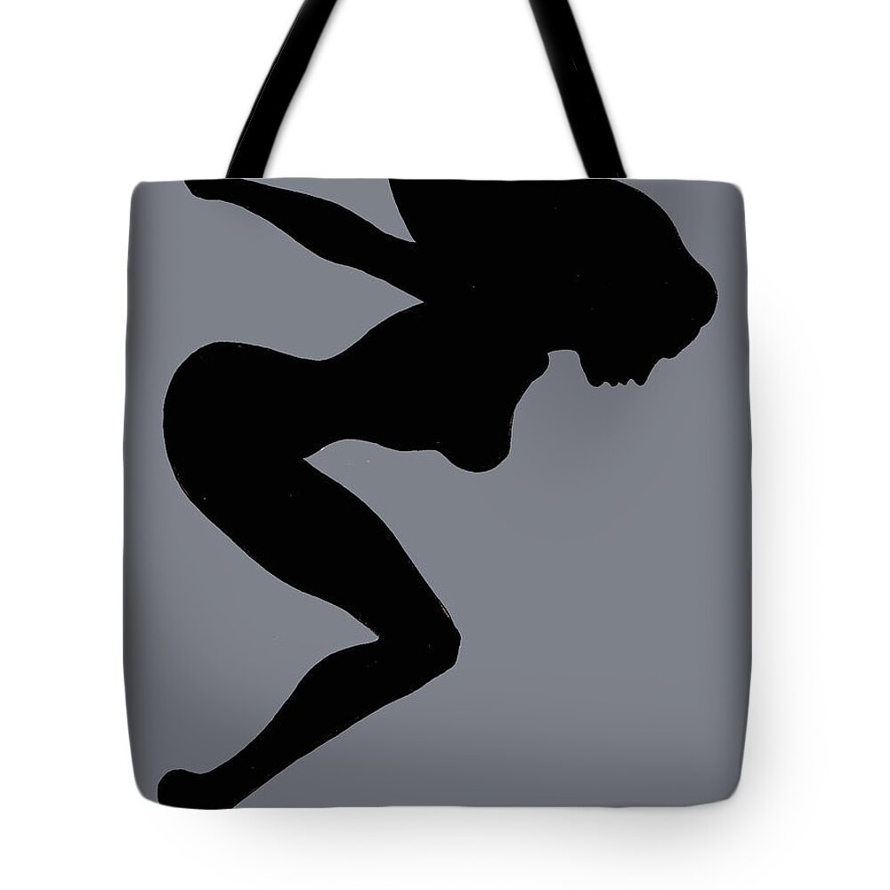 Mudflap Girl Tote Bag featuring the painting Our Bodies Our Way Future Is Female Feminist Statement Mudflap Girl Diving by Tony Rubino