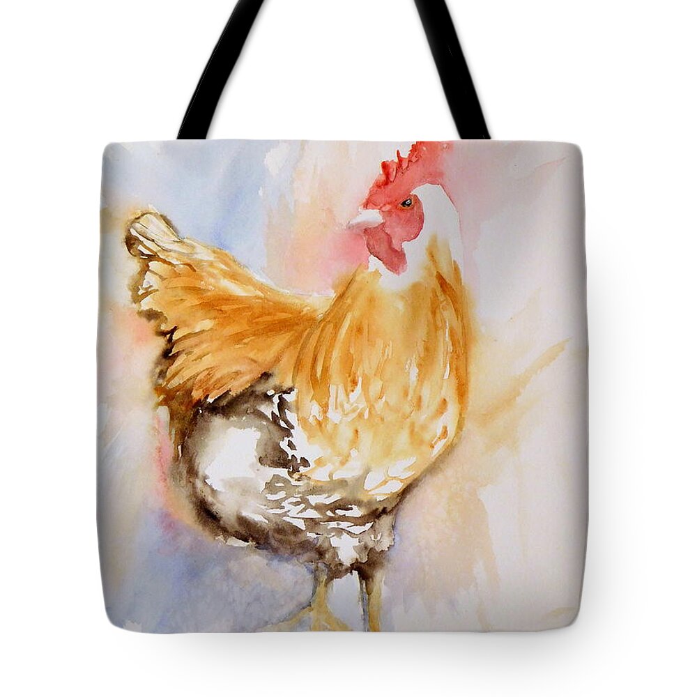 Buff Orpington Rooster Tote Bag featuring the painting Our Buff Rooster by Anna Jacke